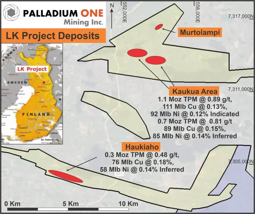 Location map of LK project and open pit mineral resources (red ellipses)